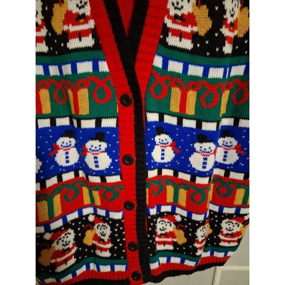 Vintage Avon Ugly Christmas Sweater Vest Snowman Santa Presents Plus Size 1X/2X - Picture 8 of 9